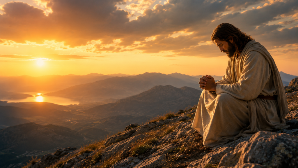 jesus praying on the mountainside 16x9